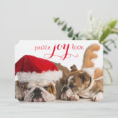 英国のブルドッグサンタおよびトナカイ シーズンカード (スタンド正面)