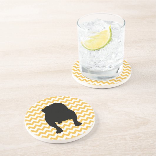 英国のブルドッグシャドウを持つパステルオレンジシェブロン コースター (側面)