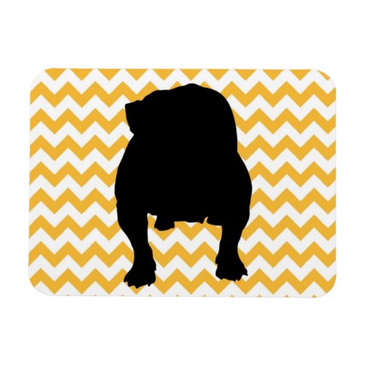 英国のブルドッグシャドウを持つパステルオレンジシェブロン マグネット (横)