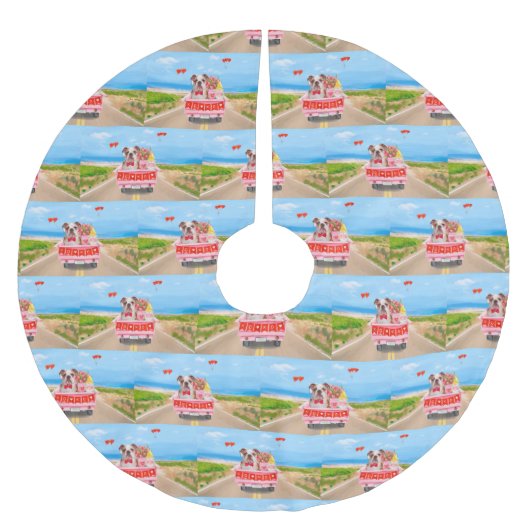 英国のブルドッグバレンタインデートラックツリースカート ブラッシュドポリエステルツリースカート (正面)