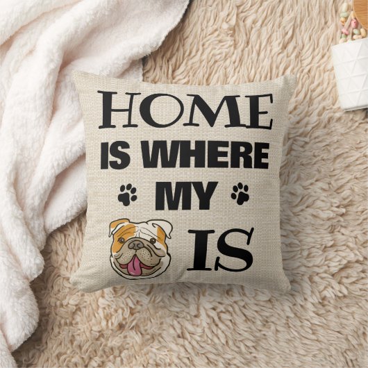 英国のブルドッグホームで私の犬がアニメの顔 クッション (ブランケット)