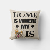 英国のブルドッグホームで私の犬がアニメの顔 クッション (正面)