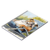 英国のブルドッグリラックス・イン・ガーデン動物おもしろい ノートブック (左側)