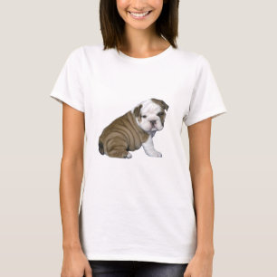 英国のブルドッグワンちゃん（茶色-白） Tシャツ