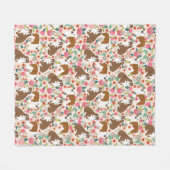 英国のブルドッグヴィンテージフローラ犬のパターン フリースブランケット (正面(横))