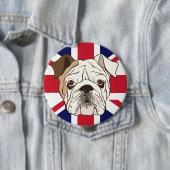 英国のブルドッグ及び英国国旗の円形ボタン 缶バッジ (インサイチュ)