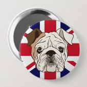 英国のブルドッグ及び英国国旗の円形ボタン 缶バッジ (正面&裏面)