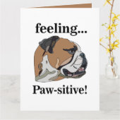 英国のブルドッグ感じのペットおもしろい カード (黄色い花)