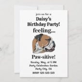 英国のブルドッグ感じのポーシティブ誕生日パーティー 招待状 (正面)