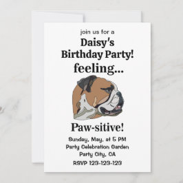英国のブルドッグ感じのポーシティブ誕生日パーティー 招待状