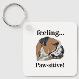 英国のブルドッグ感じの愛犬派 キーホルダー