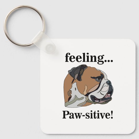 英国のブルドッグ感じの愛犬派 キーホルダー (正面)