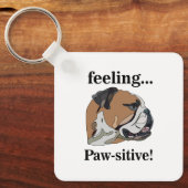 英国のブルドッグ感じの愛犬派 キーホルダー (正面)