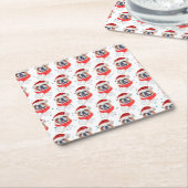 英国のブルドッグ犬がクリスマスを育てる スクエアペーパーコースター (アングル)