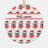 英国のブルドッグ犬がクリスマスを育てる セラミックオーナメント (正面)