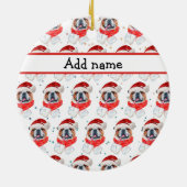 英国のブルドッグ犬がクリスマスを育てる セラミックオーナメント (裏面)