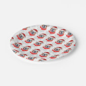 英国のブルドッグ犬がクリスマスを育てる ペーパープレート (アングル)