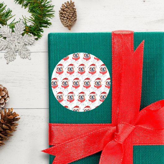 英国のブルドッグ犬がクリスマスを育てる ラウンドシール