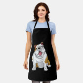 英国のブルドッグ素晴らしおもしろいブルドッグ エプロン (着用した状態)