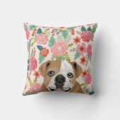 英国のブルドッグ花模様のピローペットポートレート クッション (裏面)