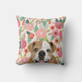 英国のブルドッグ花模様のピローペットポートレート クッション (正面)