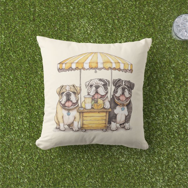 英国のブルドッグ走ズAレモネードスタンド アウトドアクッション (芝生)