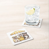 英国のブルドッグ走ズAレモネードスタンド スクエアペーパーコースター (インサイチュ)