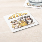 英国のブルドッグ走ズAレモネードスタンド スクエアペーパーコースター (アングル)