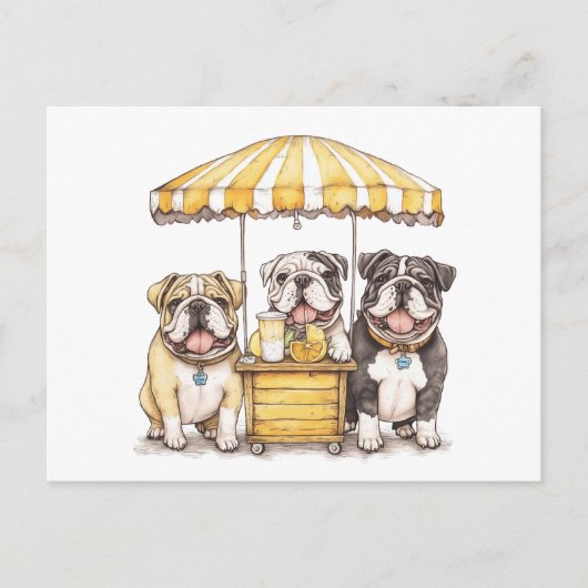 英国のブルドッグ走ズAレモネードスタンド ポストカード (正面)