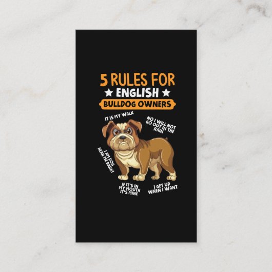 英国のブルドッグ飼い主ユーモアのあるが愛犬好き 名刺 (正面)