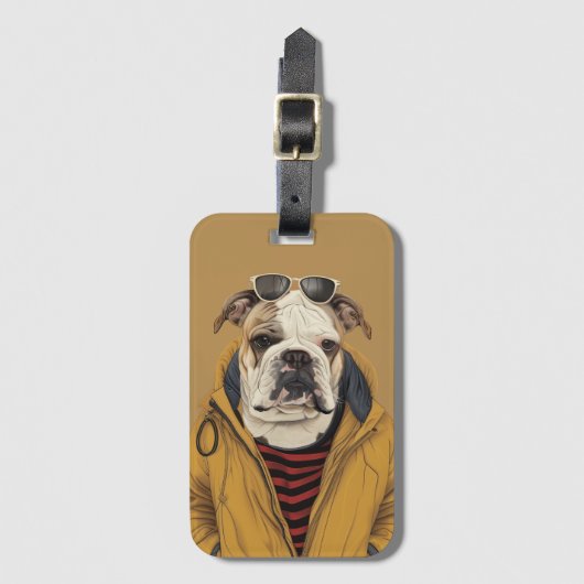 英国のブルドッグ ラゲッジタグ (正面縦)