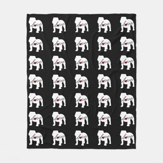 英国のブルドッグLoveq フリースブランケット (正面)
