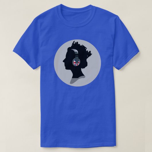 英国のヘッドフォン付きクイーンデザイン Tシャツ (デザイン正面)