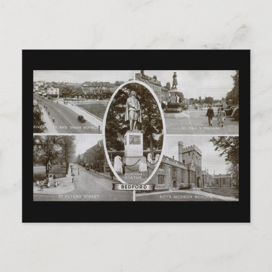 英国のベッドフォードヴィンテージ ポストカード (正面)