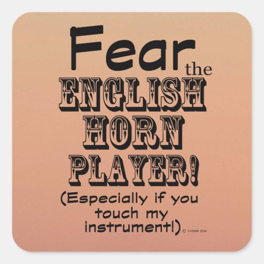 英国のホーンプレイヤー広場のステッカーを恐れる スクエアシール (正面)