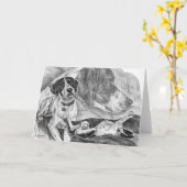 英国のポインターはKelliの白鳥によってスケッチの後をつけます カード (黄色い花)