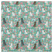 英国のポインタードッグ花模様 ファブリック (見本)