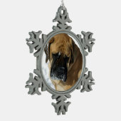 英国のマスティフのクリスマスのオーナメントの雪片 スノーフレークピューターオーナメント (左)