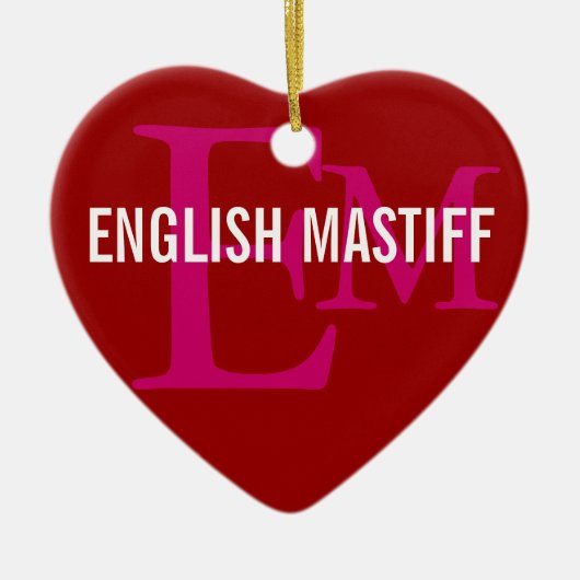 英国のマスティフのモノグラムのデザイン セラミックオーナメント (正面)