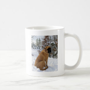 英国のマスティフ犬の"雪の姿勢"の写真 コーヒーマグカップ