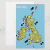 英国のレトロTV天気図 便箋 (正面/裏面)