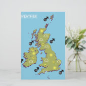 英国のレトロTV天気図 便箋 (スタンド正面)