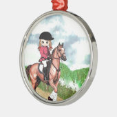 英国の乗馬の女の子 メタルオーナメント (左)