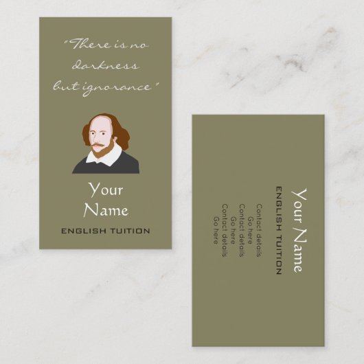 英国の個人教師のシェークスピアの名刺 名刺 (正面/裏面)
