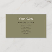 英国の個人教師のシェークスピアの名刺 名刺 (裏面)