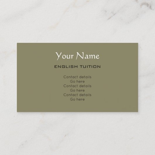 英国の個人教師のシェークスピアの名刺 名刺 (裏面)