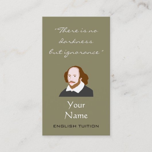英国の個人教師のシェークスピアの名刺 名刺 (正面)