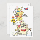 英国の図解入りの、写真付きの地図統一された ポストカード (正面/裏面)