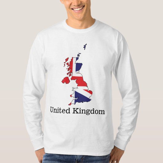 英国の地図に英国旗をデザインした記念品 Tシャツ (正面)