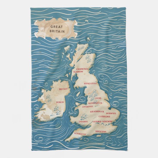 英国の地図 ビンテージ ポスター アート キッチンタオル (縦)